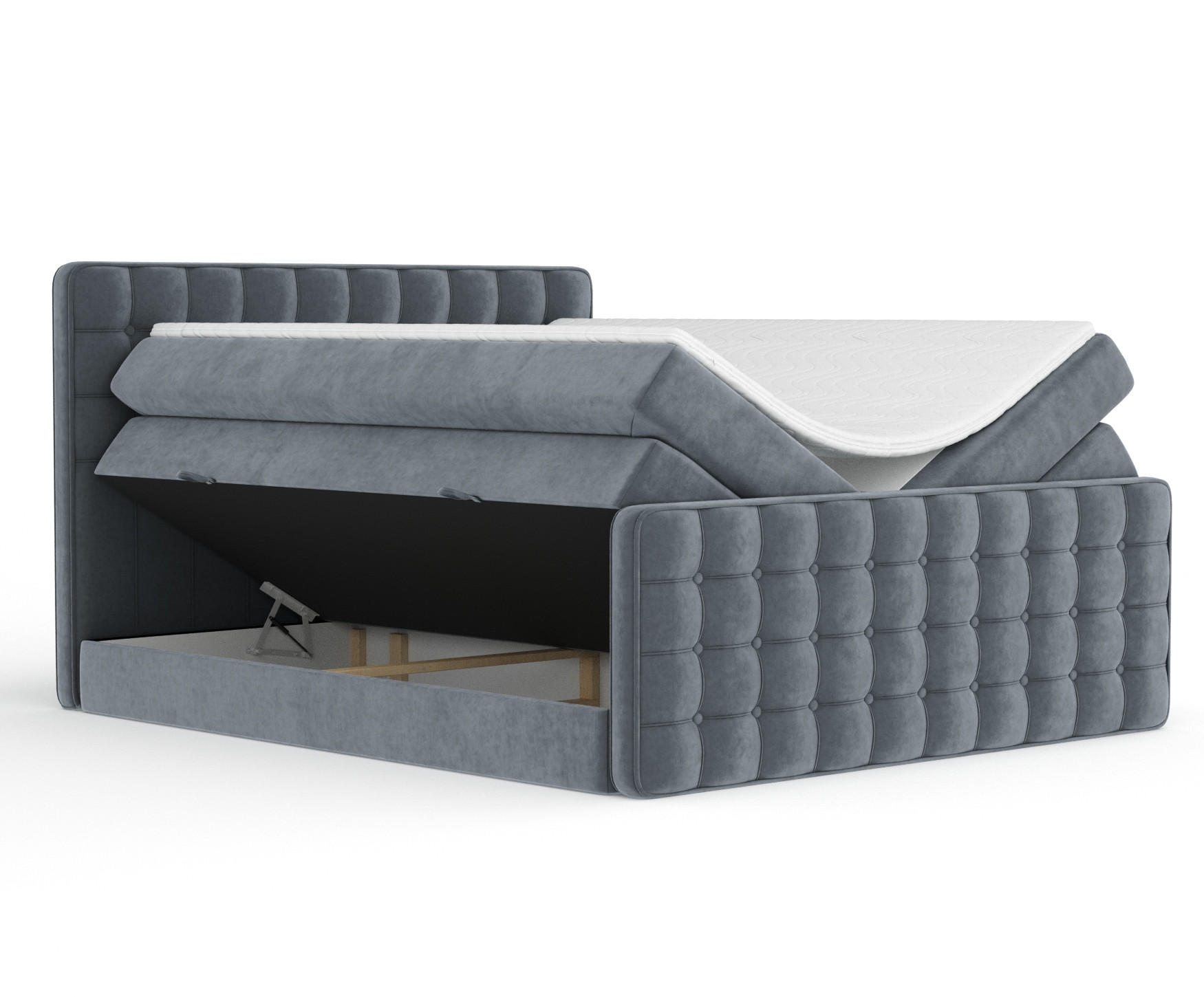 BOXSPRINGBETT Velouria Grau 180/200 cm - Schwarz/Grau, Holz/Holzwerkstoff (180/200cm) - Maison de Reve