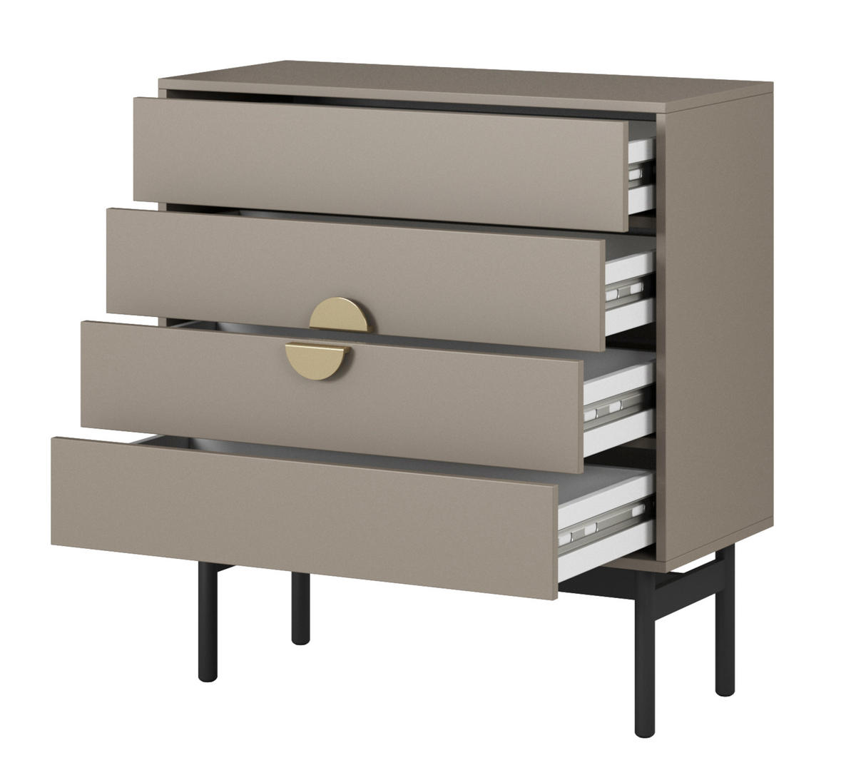 KOMMODE Stoon Steingrau 85,5 cm - Beige/Goldfarben, Holzwerkstoff/Metall (85.5/93/38cm) - Selsey