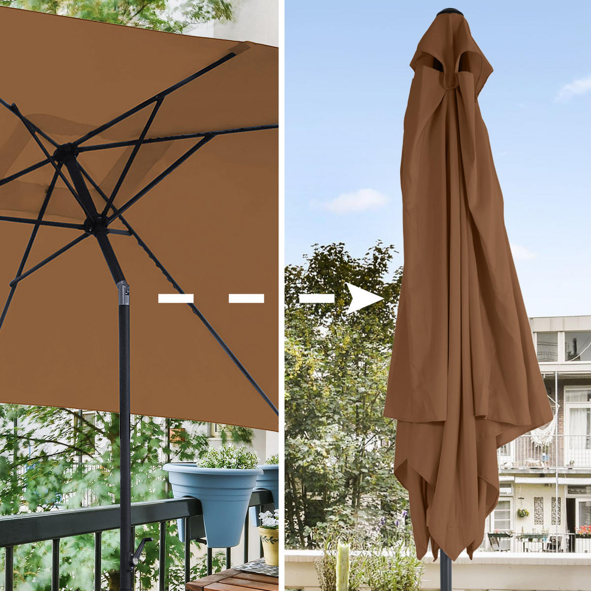 SONNENSCHIRM rechteckig 3x2m - Taupe, Textil (200/300cm) - SVITA