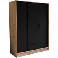 DREHTÜRENSCHRANK Niko 150/51/200 cm eiche artisan+schwarz - Schwarz/Eiche Artisan, Holzwerkstoff (150/200/51cm) - Beautysofa