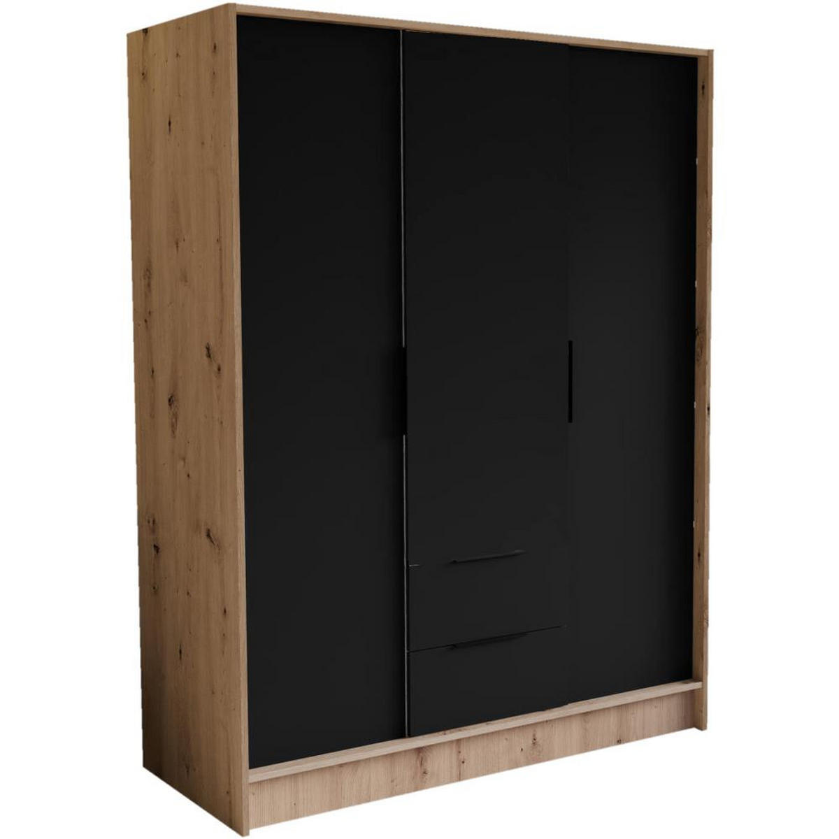 DREHTÜRENSCHRANK Niko 150/51/200 cm eiche artisan+schwarz - Schwarz/Eiche Artisan, Holzwerkstoff (150/200/51cm) - Beautysofa