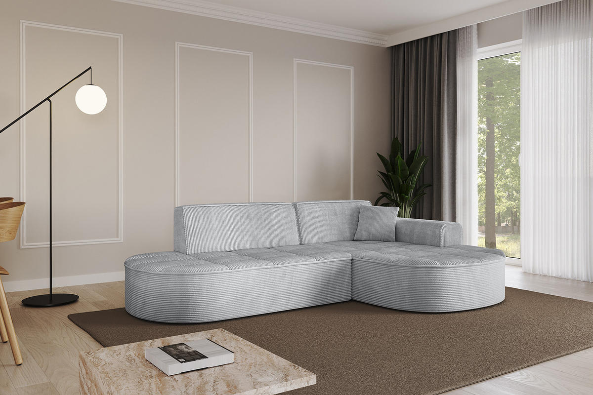 ECKSOFA Ottomane Rechts TARO-L1 - 243x171x79,5 cm Grau - Grau, Holzwerkstoff/Textil (243/171cm) - ALTDECOR