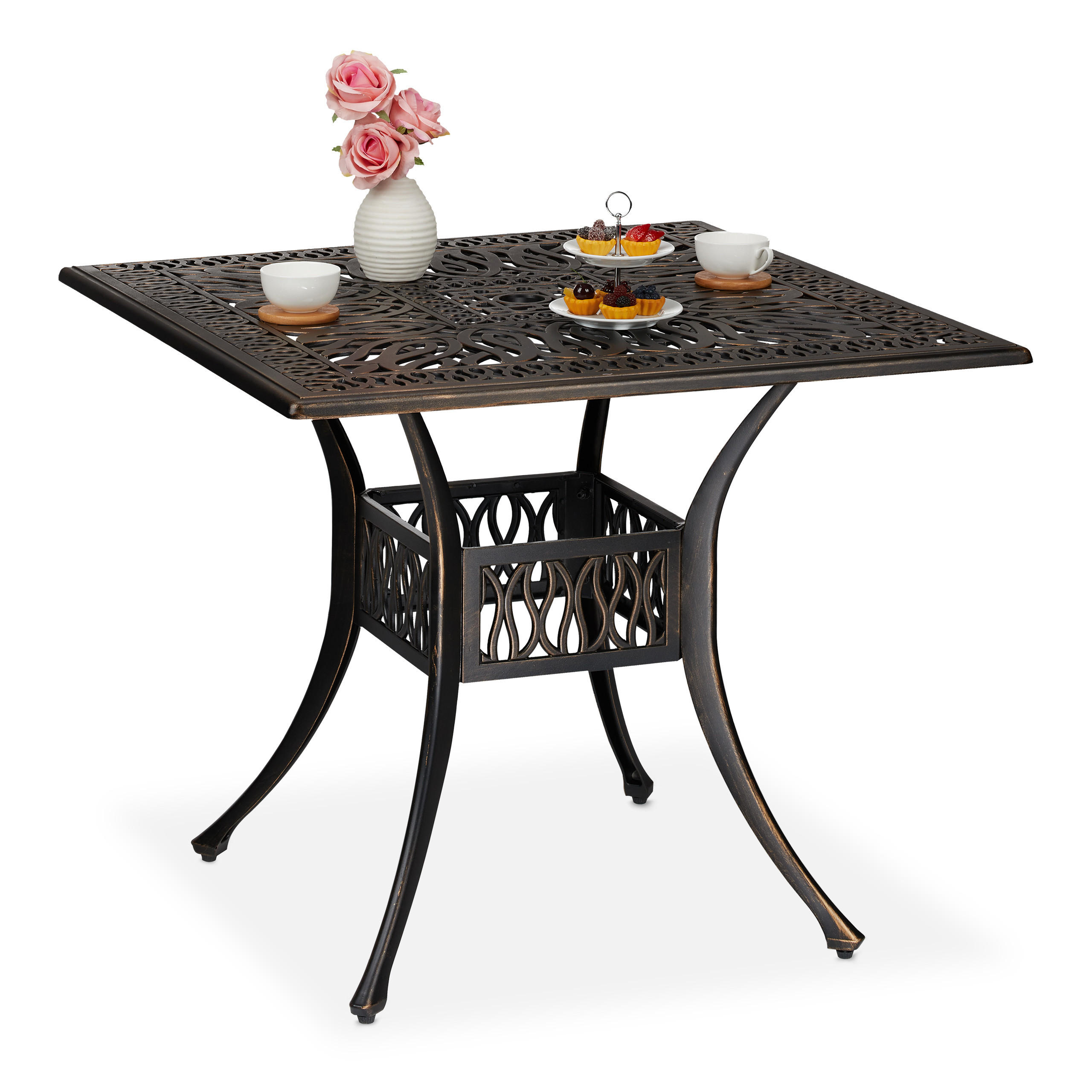 GARTENTISCH - Multicolor, Metall (90/90/75cm) - Relaxdays