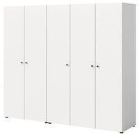 KLEIDERSCHRANK weiß 5-türig 200 cm, Drehtürenschrank mit zusätzlichen Einlegeböden - Schwarz/Weiß, Holzwerkstoff/Kunststoff (200/176/51cm) - Inn.Furn