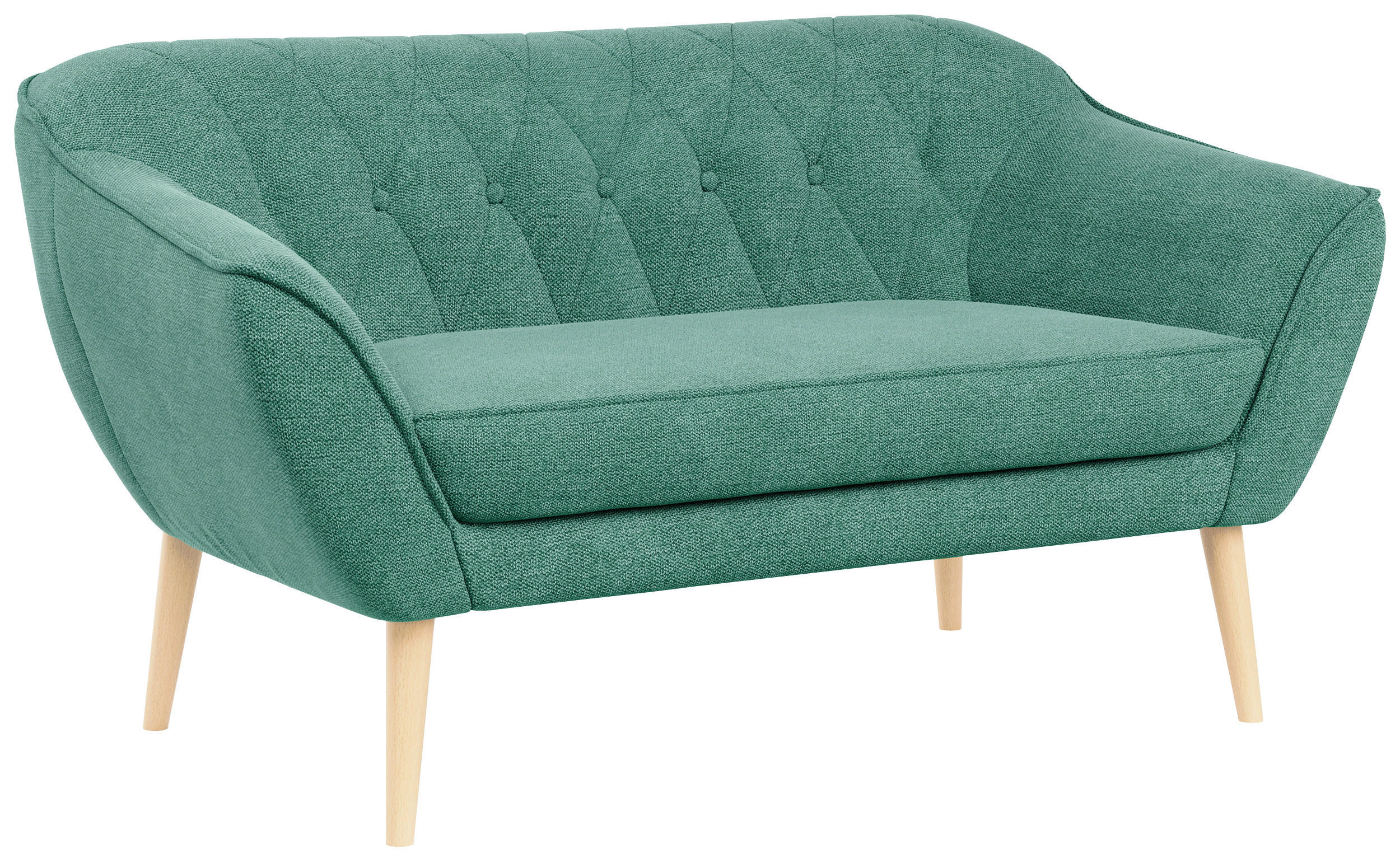SOFA Pirs 2 Sitzer Strukture Grün - Braun/Grün, Holz/Textil (140/75/74cm) - MKS