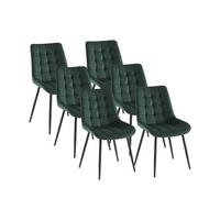 POLSTERSTUHL 6er-Set - Samt & schwarzes Metall - Grün - OLLUA - Grün, Textil (60/87/49.5cm) - Vente-Unique