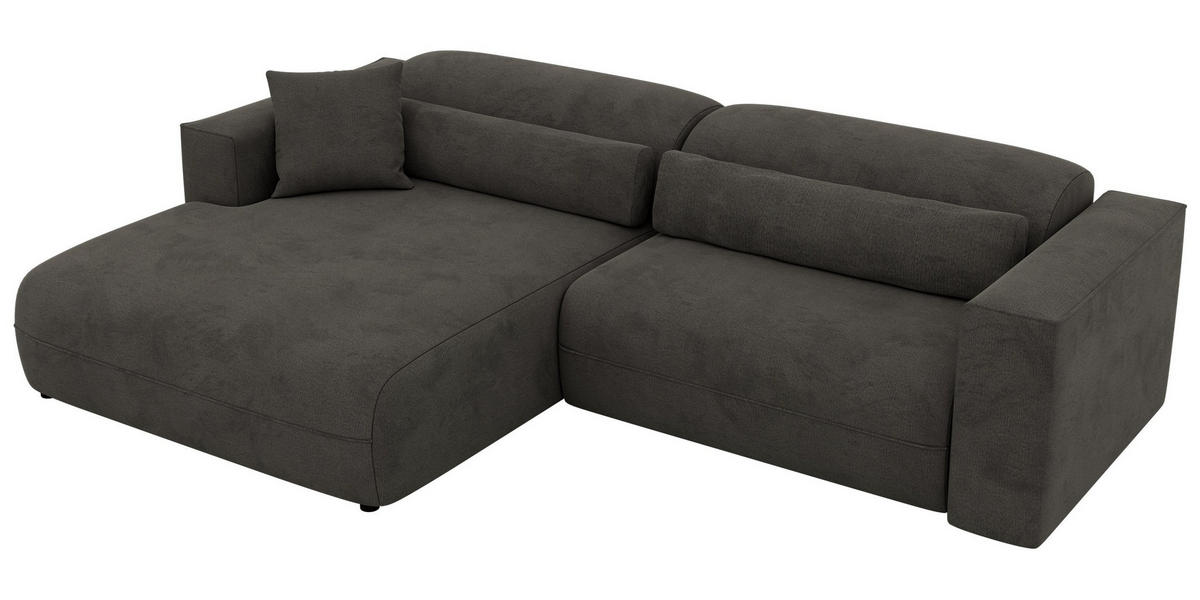 ROHOVÁ SEDAČKA PAZURRO L - Tmavosivá Samet - Vľavo - čierna/tmavosivá, textil/plast (288/180cm) - MKS