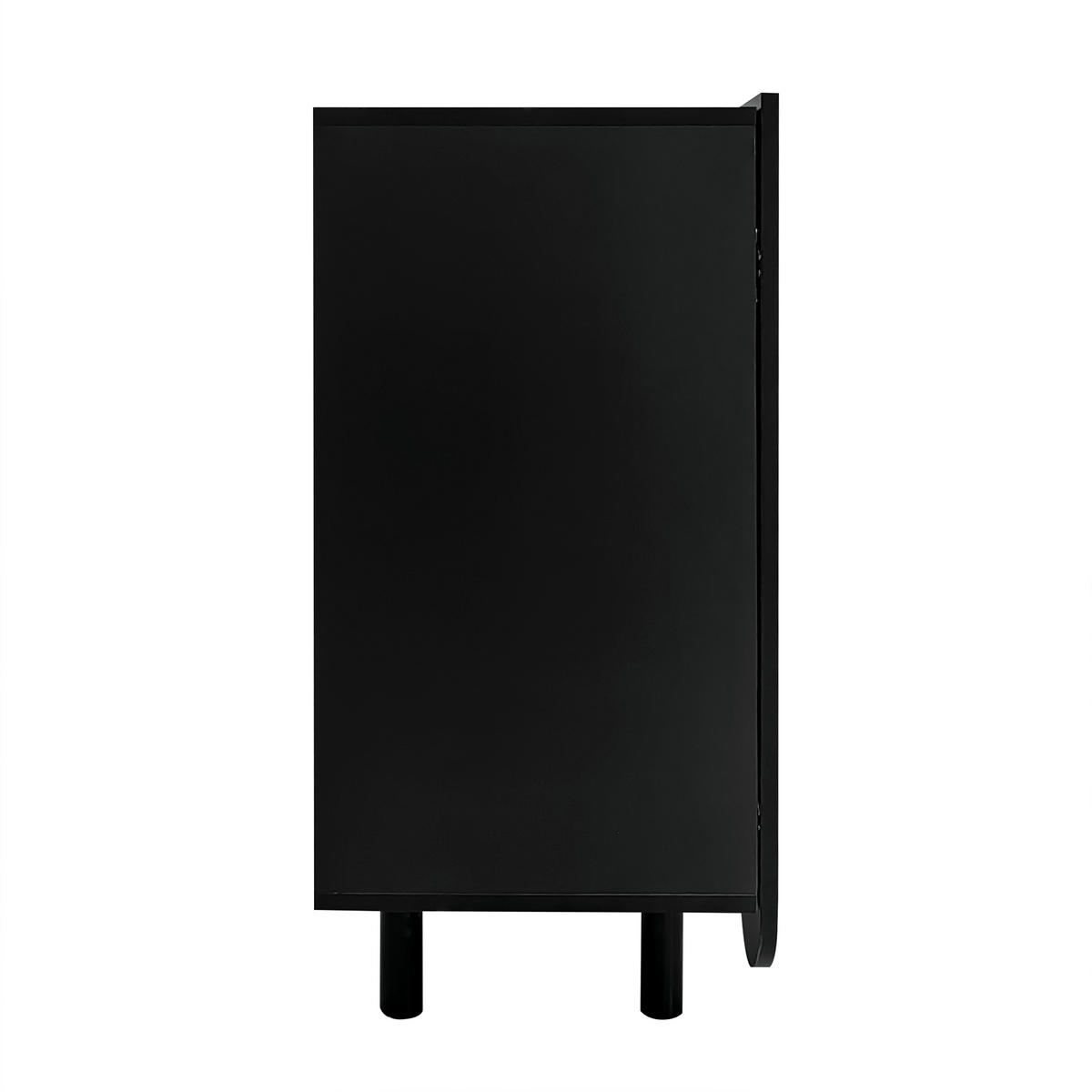 SIDEBOARD mit Metallfüßen und Rillen-Design - Schwarz, Holzwerkstoff/Metall (120/80/37.5cm) - Urban Meuble