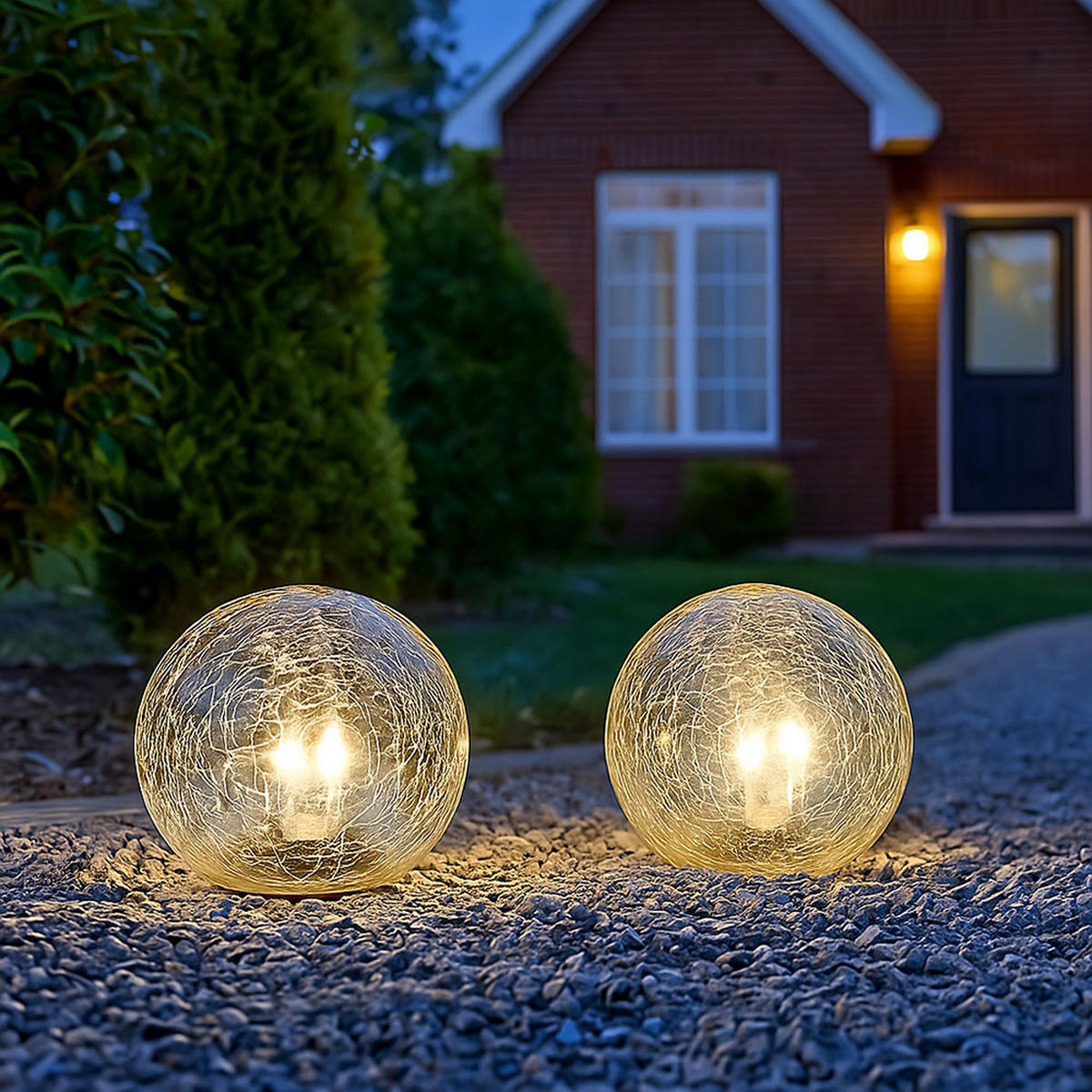 LED AUSSENLEUCHTE Solarkugel Klar Glas 3er Set - Klar, Glas (15/15/15cm)