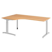 SCHREIBTISCH Serie-XB 120/200/74 cm in Buchefarben/Silberfarben - Buchefarben/Silberfarben, Holzwerkstoff (120/200/74cm) - bümö