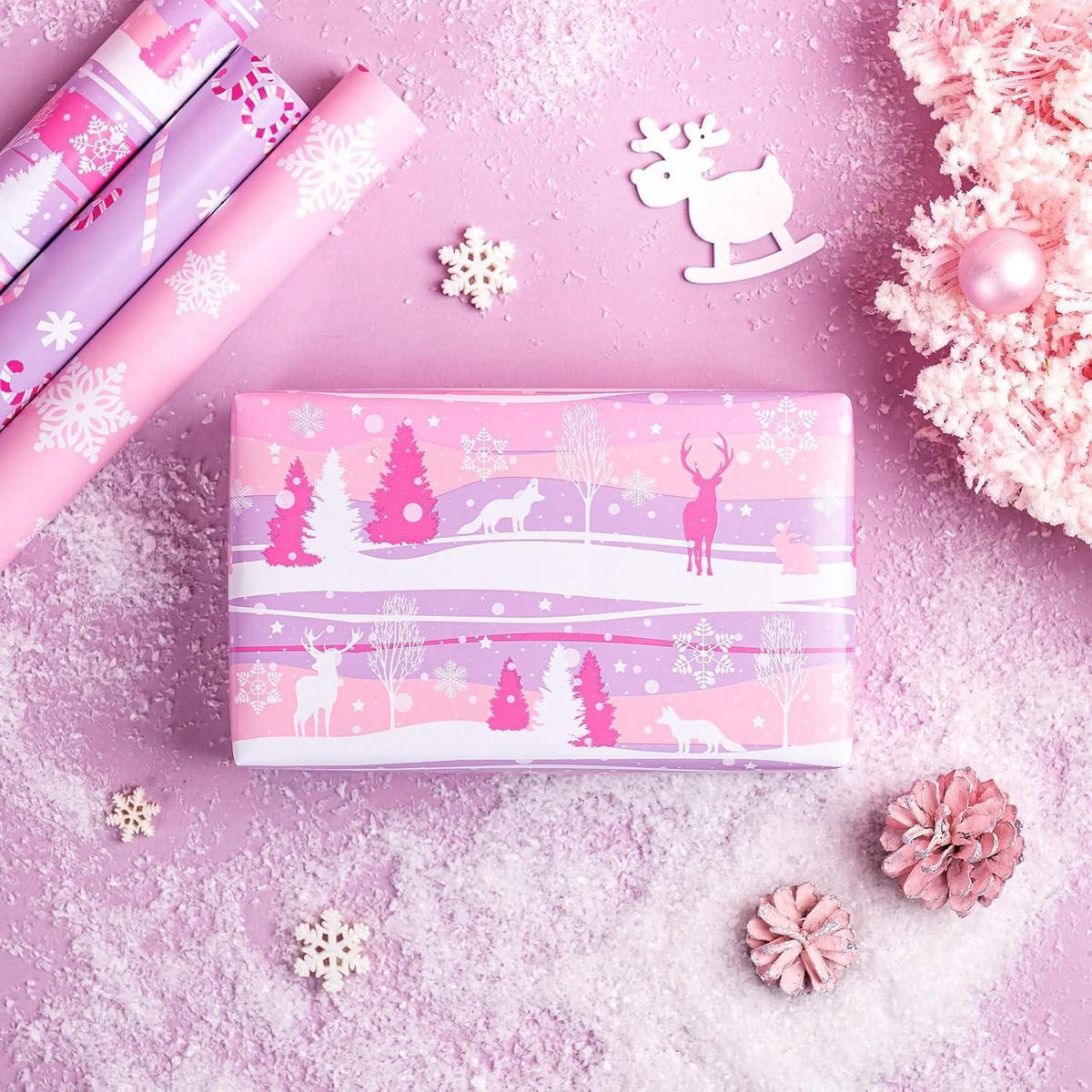 GESCHENKPAPIER 3 Rollen 43,2 cm x 3 m Weihnachtsdesign - Multicolor, Papier (4/44/10cm)