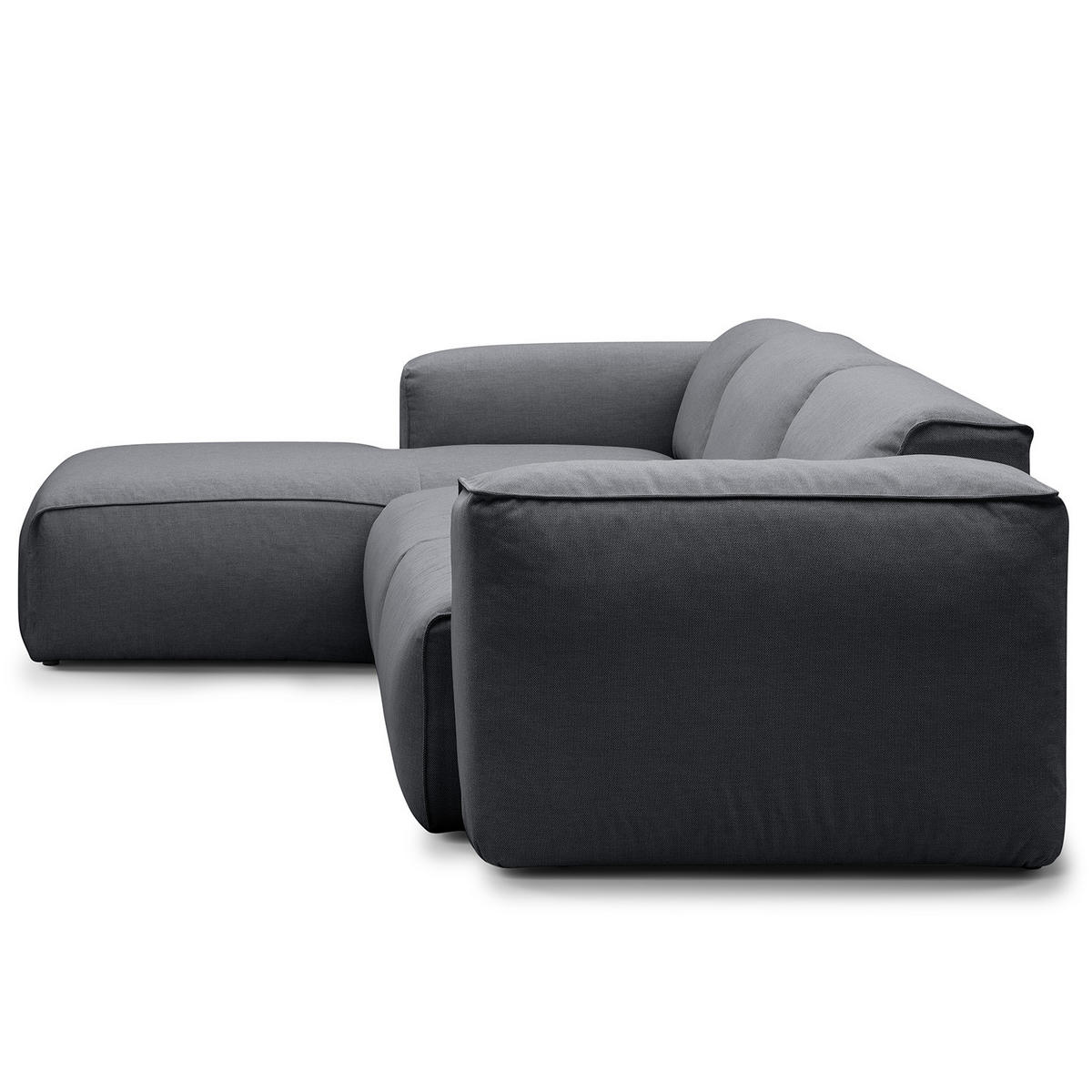 3-SITZER ECKSOFA mit Longchair - Schwarz/Grau, Textil (284/173cm) - home24