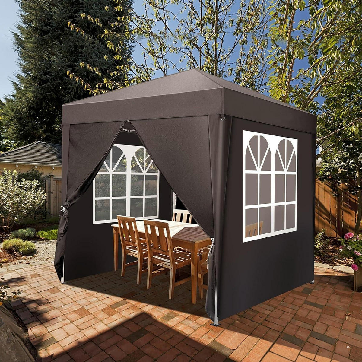 FALTPAVILLON 2 x 2 m Dunkelgrau mit 4 Seitenteilen - Anthrazit, Textil (200/245/200cm)