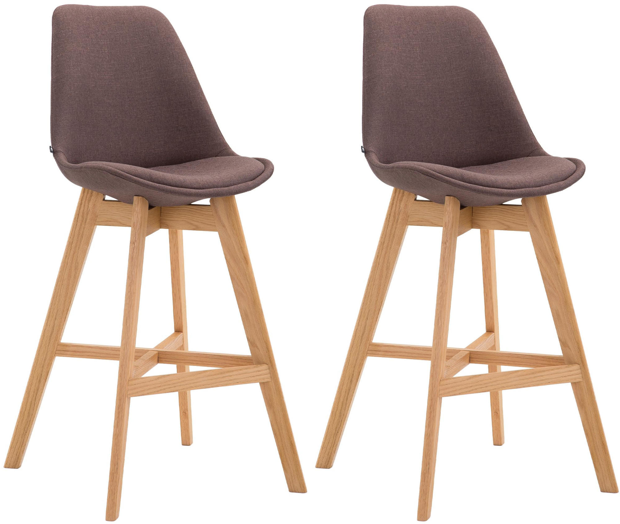 BARHOCKER 2er Set Stoff braun - Eukalyptusholzfarben/Braun, Holz/Textil (48/112/56cm) - CLP