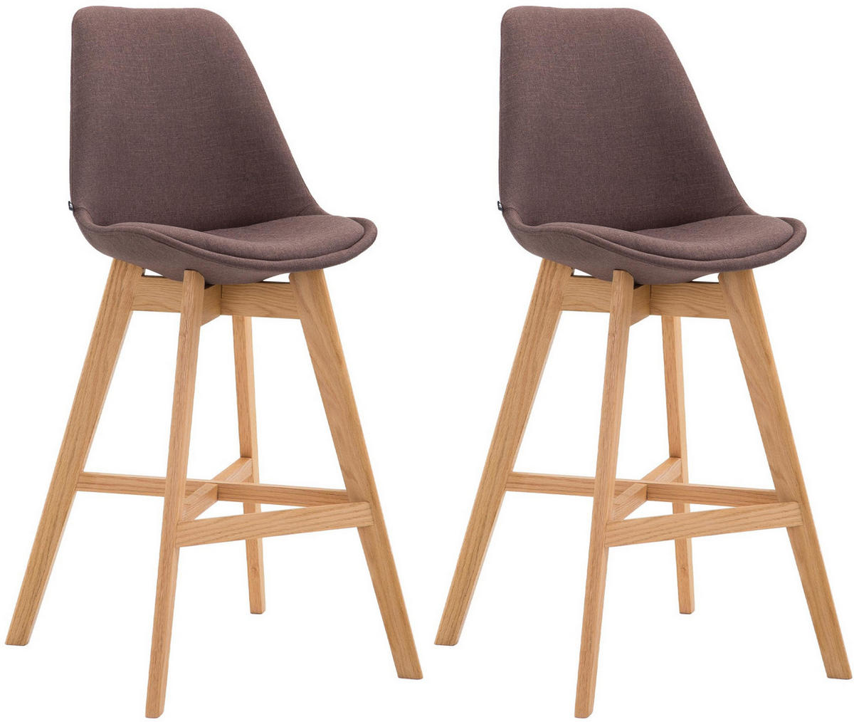 BARHOCKER 2er Set Stoff braun - Eukalyptusholzfarben/Braun, Holz/Textil (48/112/56cm) - CLP