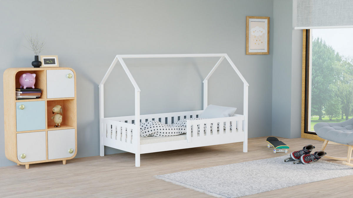 HAUSBETT 140x70 weiß - Weiß, Holzwerkstoff (70/140cm)