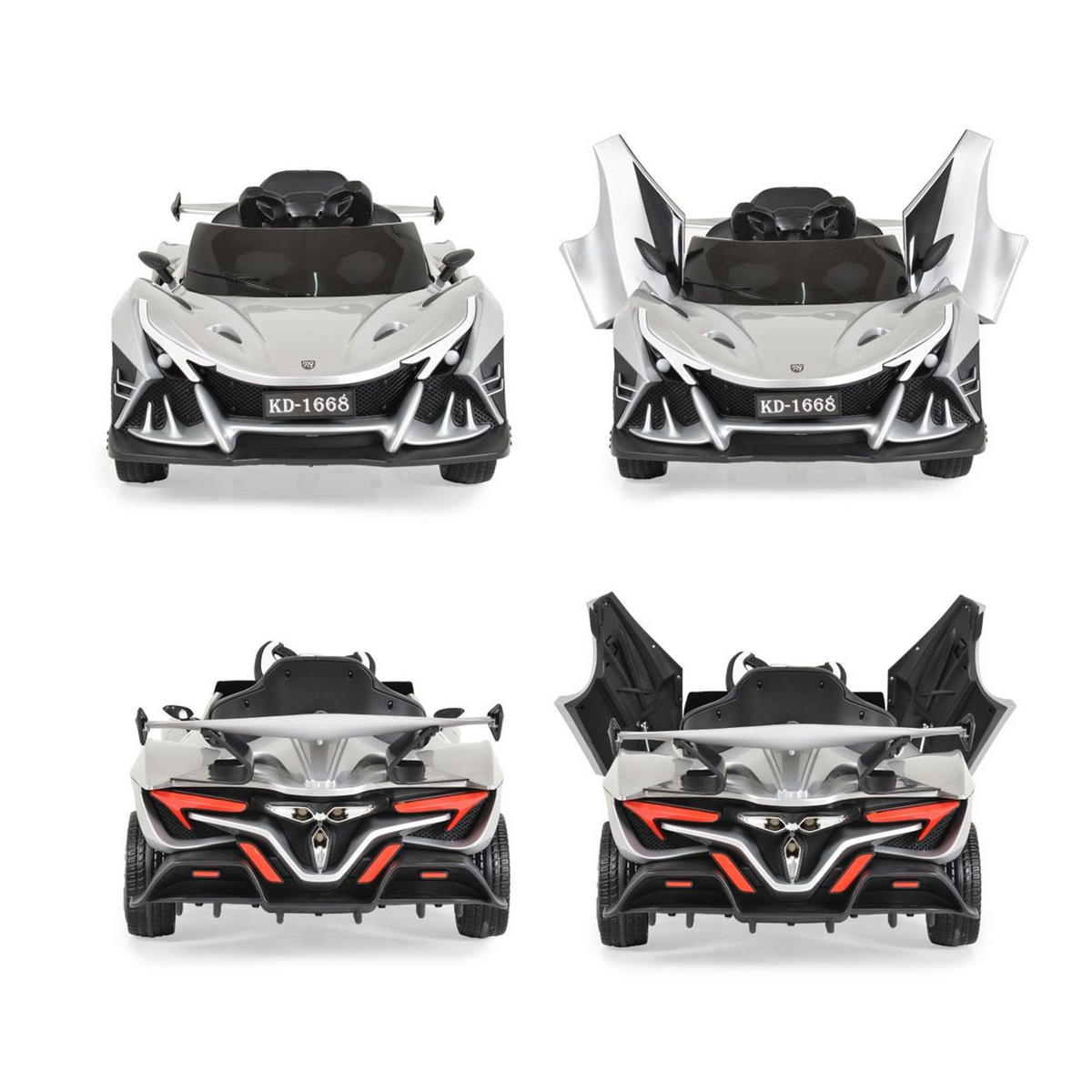 ELEKTROAUTO Flash metallic silber 4 Motoren, MP3, Fernbedienung, EVA-Reifen - Silberfarben, Kunststoff (120/62/48cm) - Moni