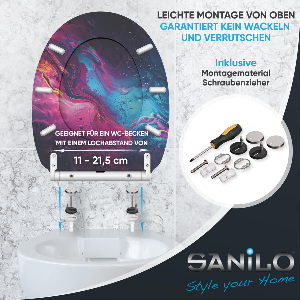 WC Sitz mit Absenkautomatik Lumen - Lila, Holzwerkstoff (38/6/47cm) - Sanilo