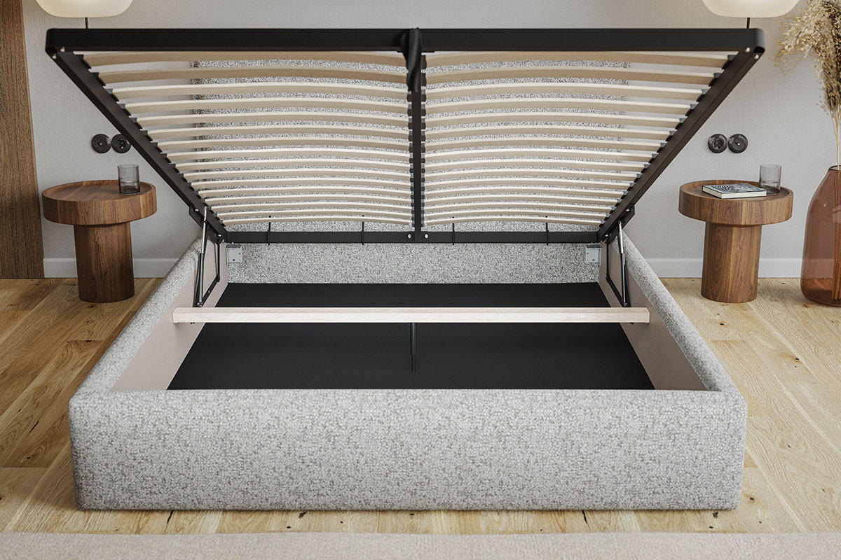 POLSTERBETT 200x200 cm Zenito Slim mit Kissen-Kopfteil, Bettkasten, Grün - Grün, Holz/Textil (200/200cm) - Emporius