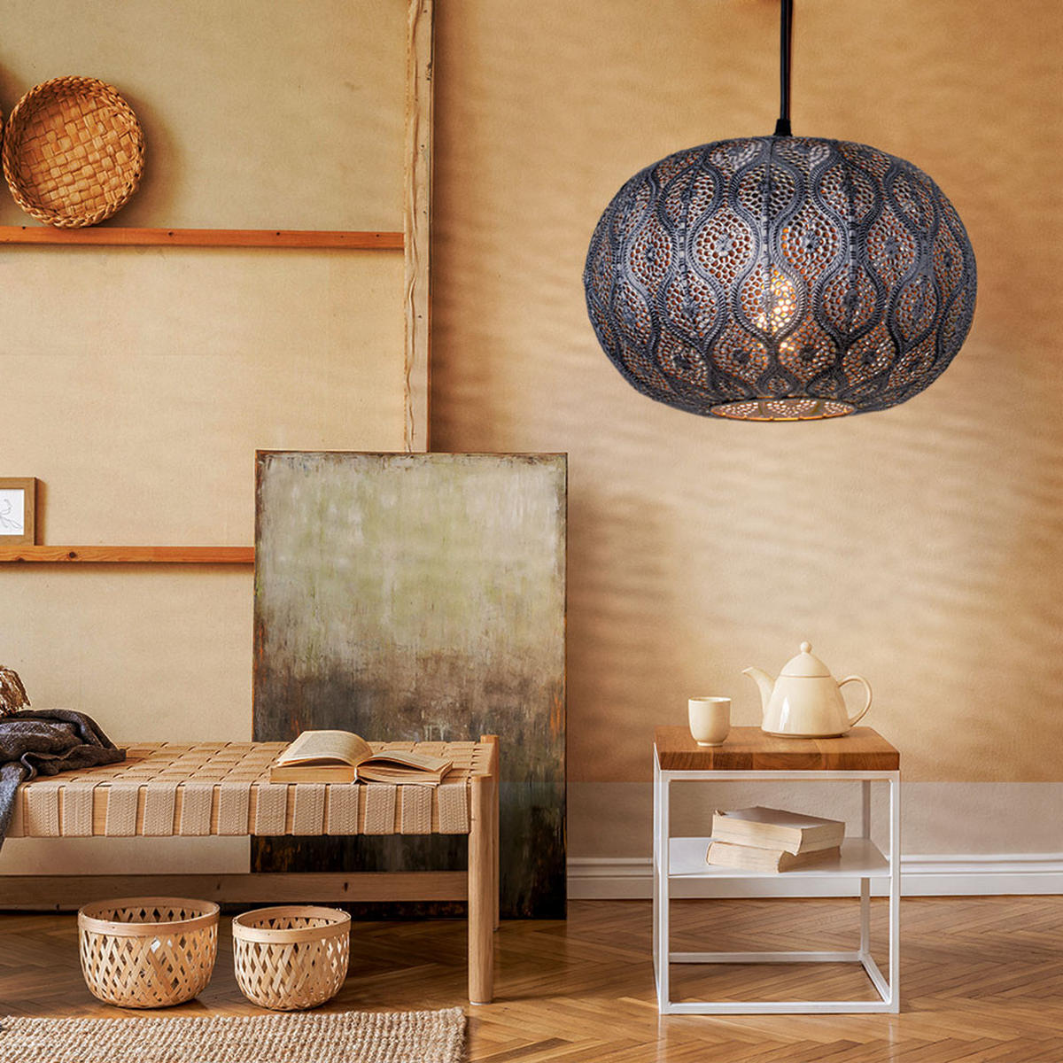 LED HÄNGELEUCHTE Metall Silber - Silberfarben, Metall (30/30/120cm) - Globo Lighting