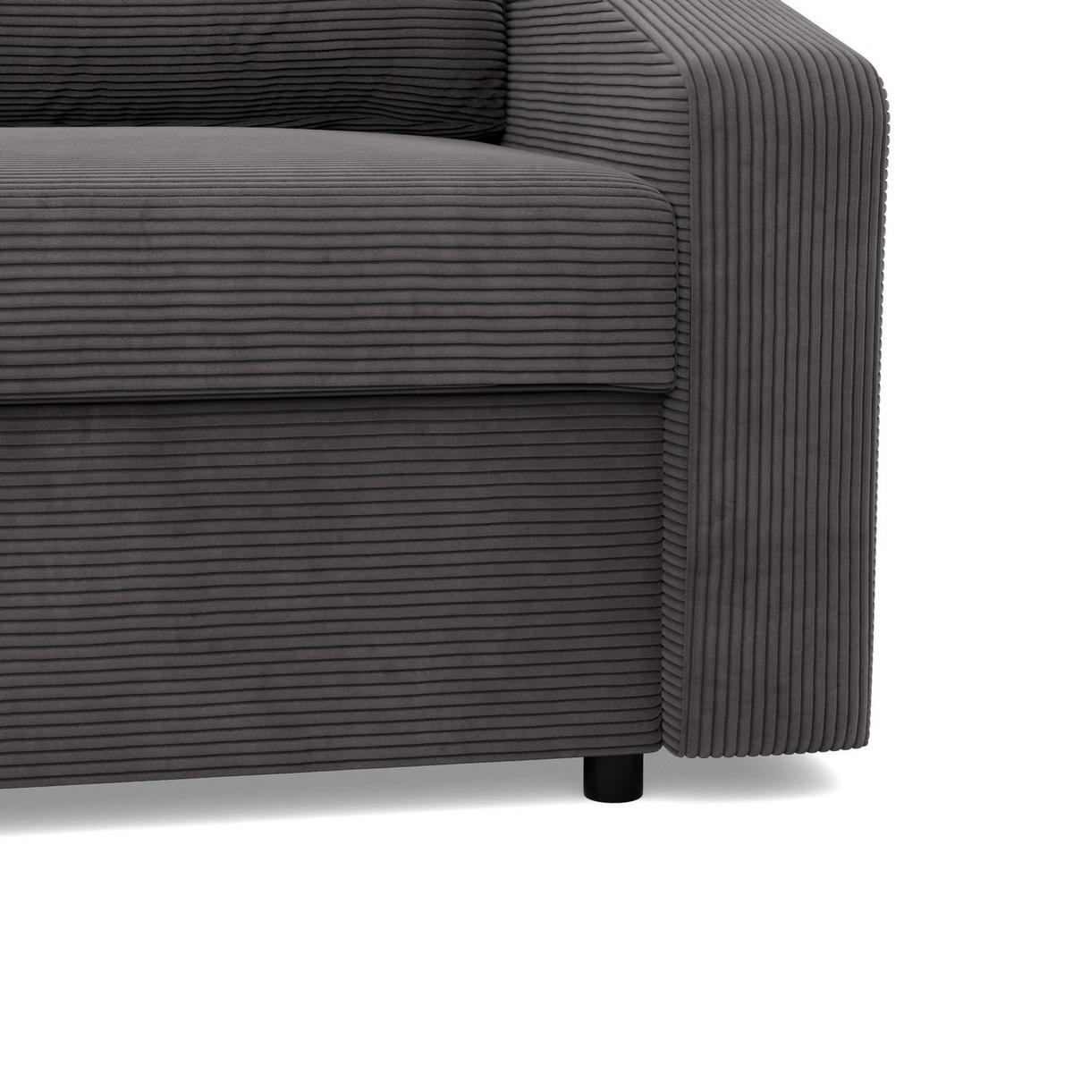 SOFA 3-SITZER MIT SCHLAFFUNKTION NEO, Cord - Dunkelgrau - Grau, Textil (220/92/92cm) - Mebligo