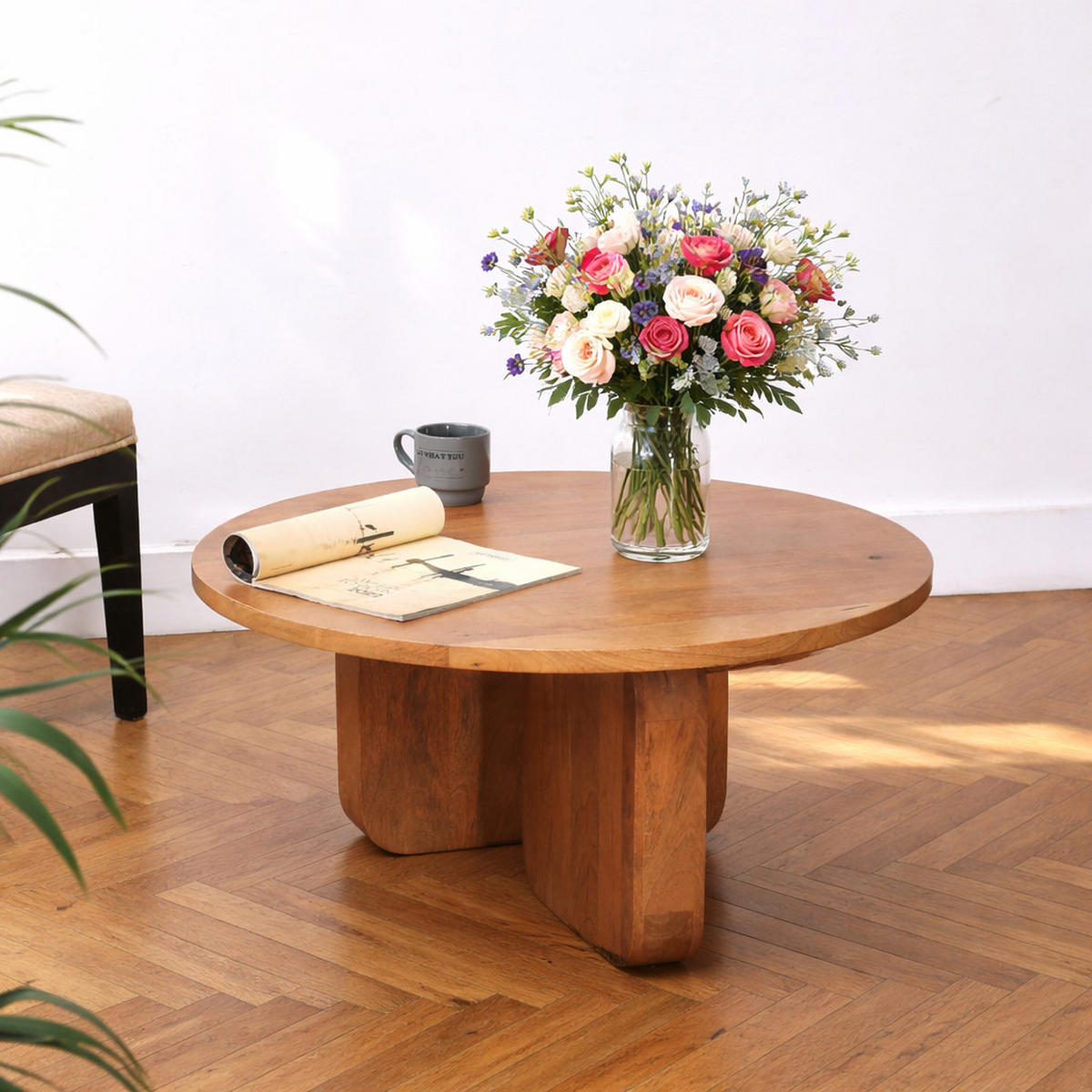 BEISTELLTISCH Rund Braun 80 x 80 x 40 cm - Braun, Holz (80/80/40cm) - Nordlys