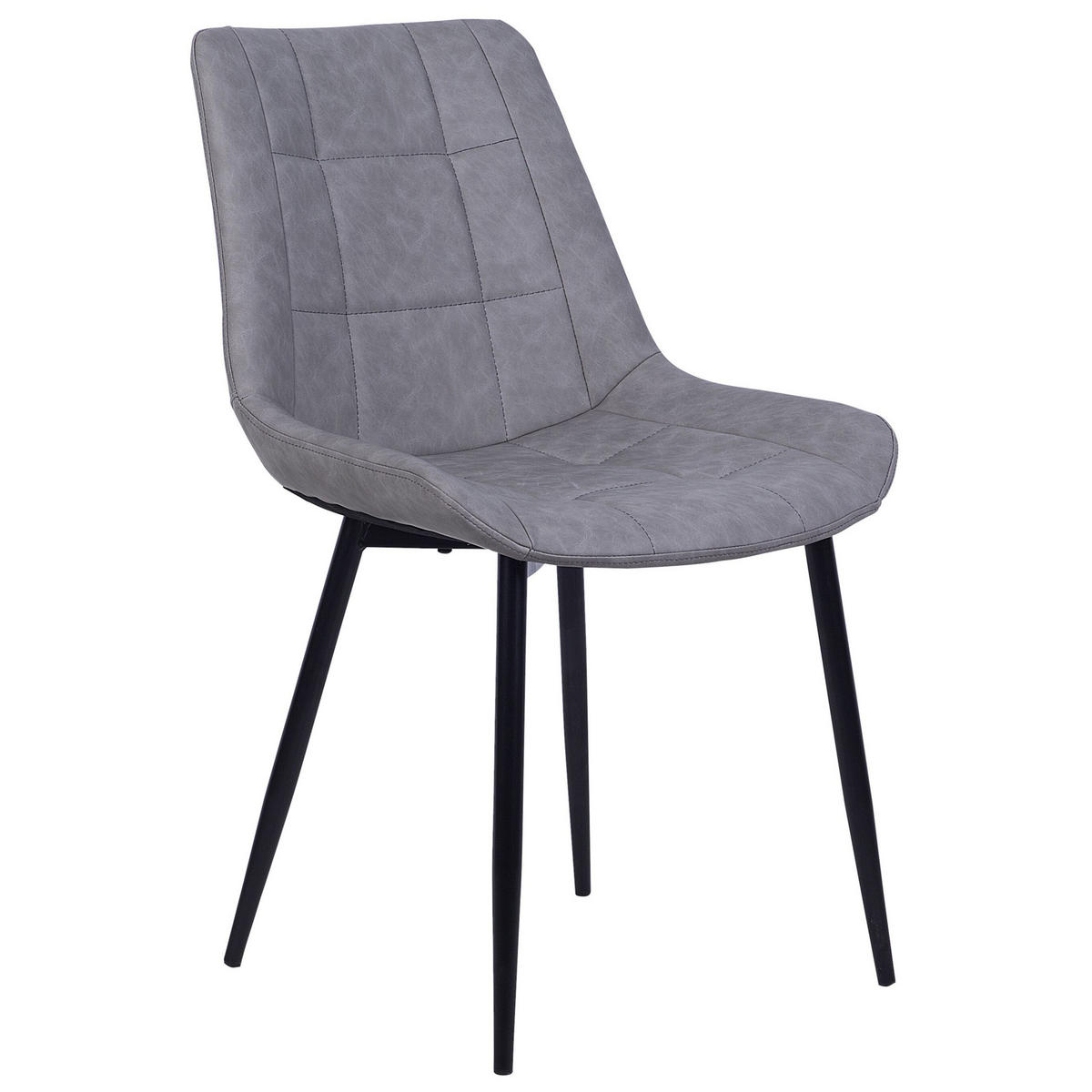 ESSZIMMERSTUHL 2er-Set Kunstleder Grau Melrose - Grau, Textil/Metall (51/82/59cm) - Beliani