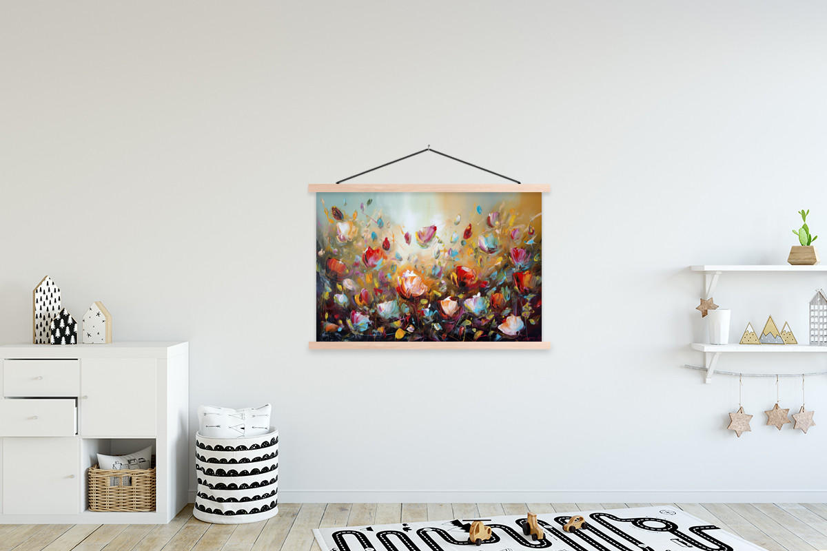 POSTER Blumen - Kunst - Natur - Ölgemälde 120x80 cm - Multicolor, Textil (120/80/0.15cm) - MuchoWow