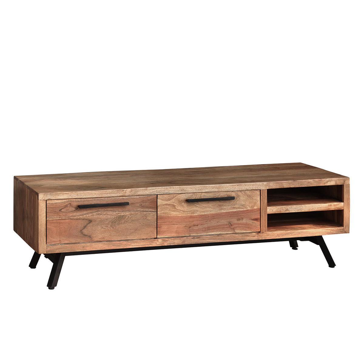 TV-LOWBOARD - Akazie massiv / Metall - Akaziefarben, Holz (160/46/45cm) - home24