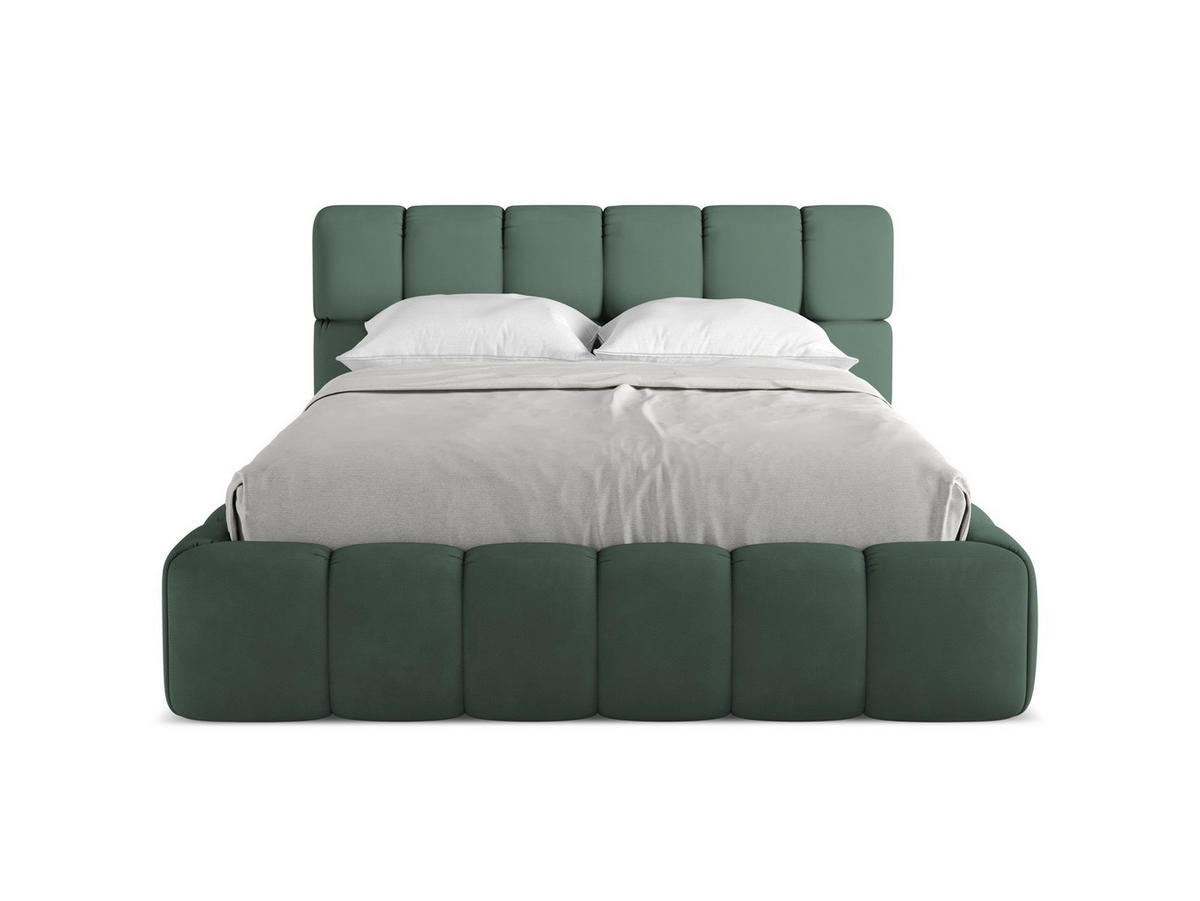 POLSTERBETT mit Bettkasten und Lattenrost 160x228 Grün - Schwarz/Grün, Kunststoff/Textil (140/200cm) - Makamii