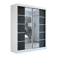 SCHWEBETÜRENSCHRANK 180 cm KOMFORT Farbe:Weiß,schwarz - Schwarz/Weiß, Holzwerkstoff (180/215/59.5cm) - A&J MöbelLand