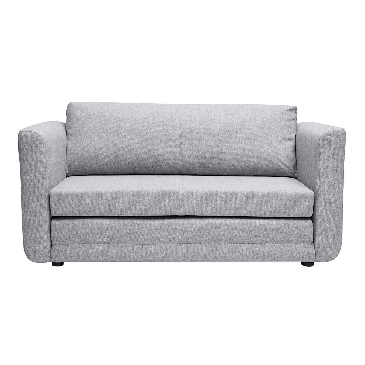 SCHLAFSOFA 2-Sitzer Hellgrauer Stoff LEON - Hellgrau, Textil (71/78/147cm) - Miliboo