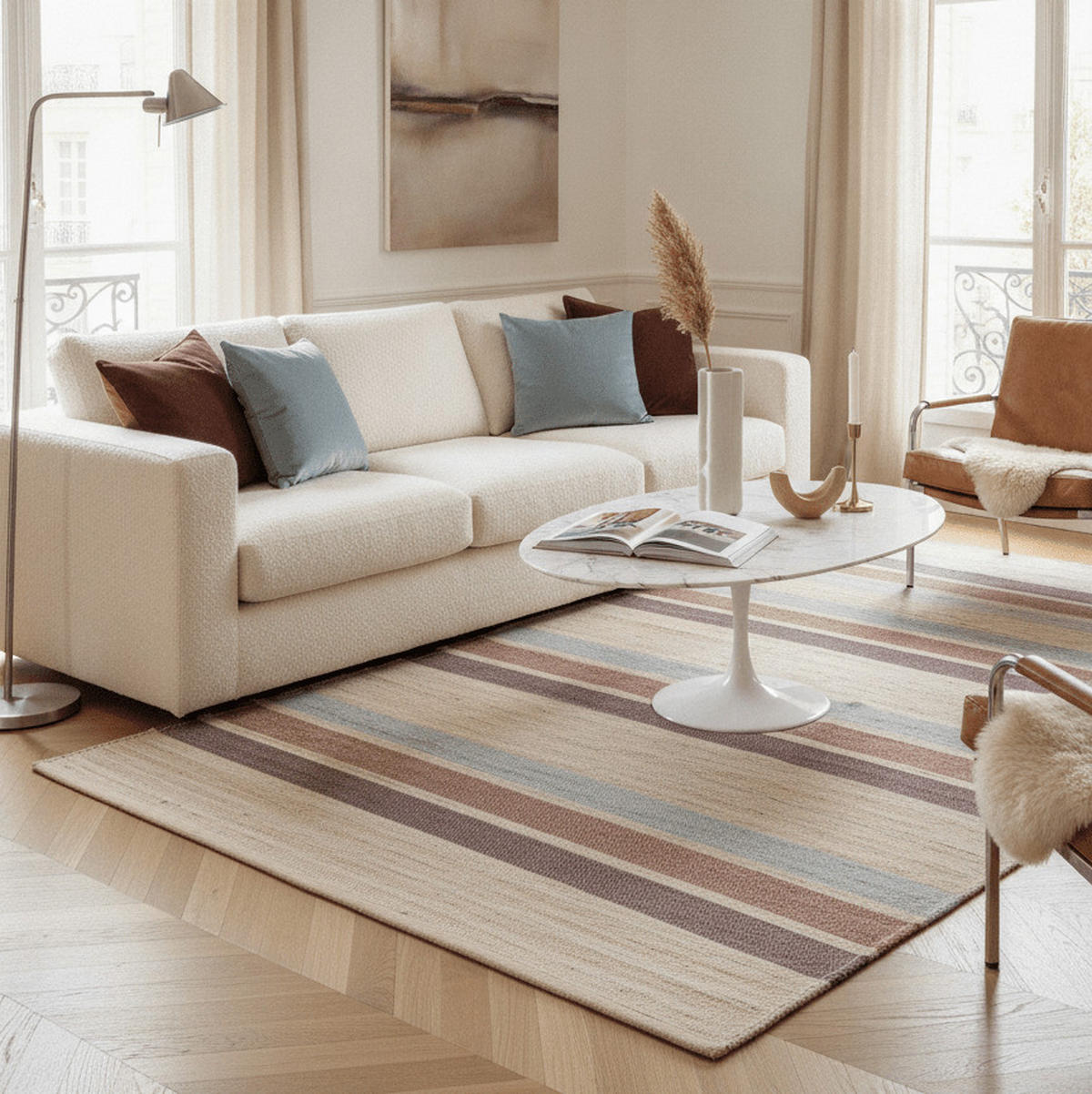 DESIGN-TEPPICH aus handgewebter Jute mehrfarbig - Multicolor, Naturmaterialien (200/290cm) - AFK Living
