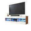 LOWBOARD TIVOLI RTV 140, Weiss, LED Blau - Eiche Wotan/Weiß, Glas/Holzwerkstoff (140/40.5/35.5cm) - Komodee