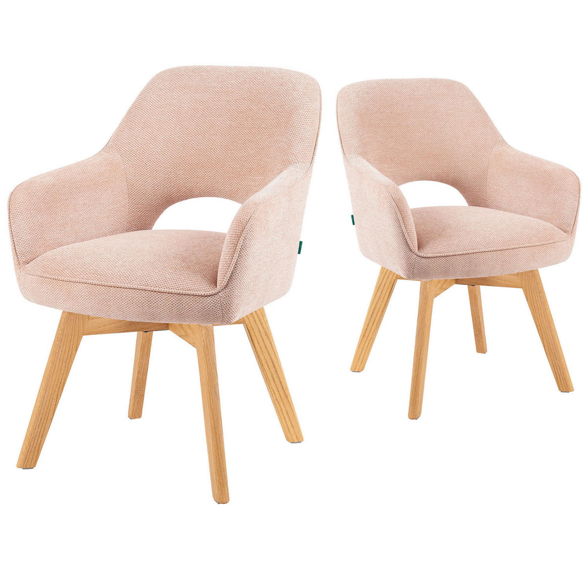 DREHSTUHL Mika-Mara - Honigeiche/Rosa, Eichenholz/Holz (60/87/65cm) - DUBI Möbel