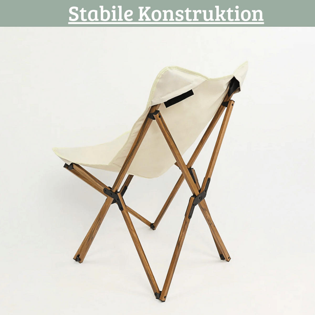 CAMPINGSTUHL Faltbar bis 120kg MILIA Creme - Creme, Holz (52/82/67cm) - DELUKE