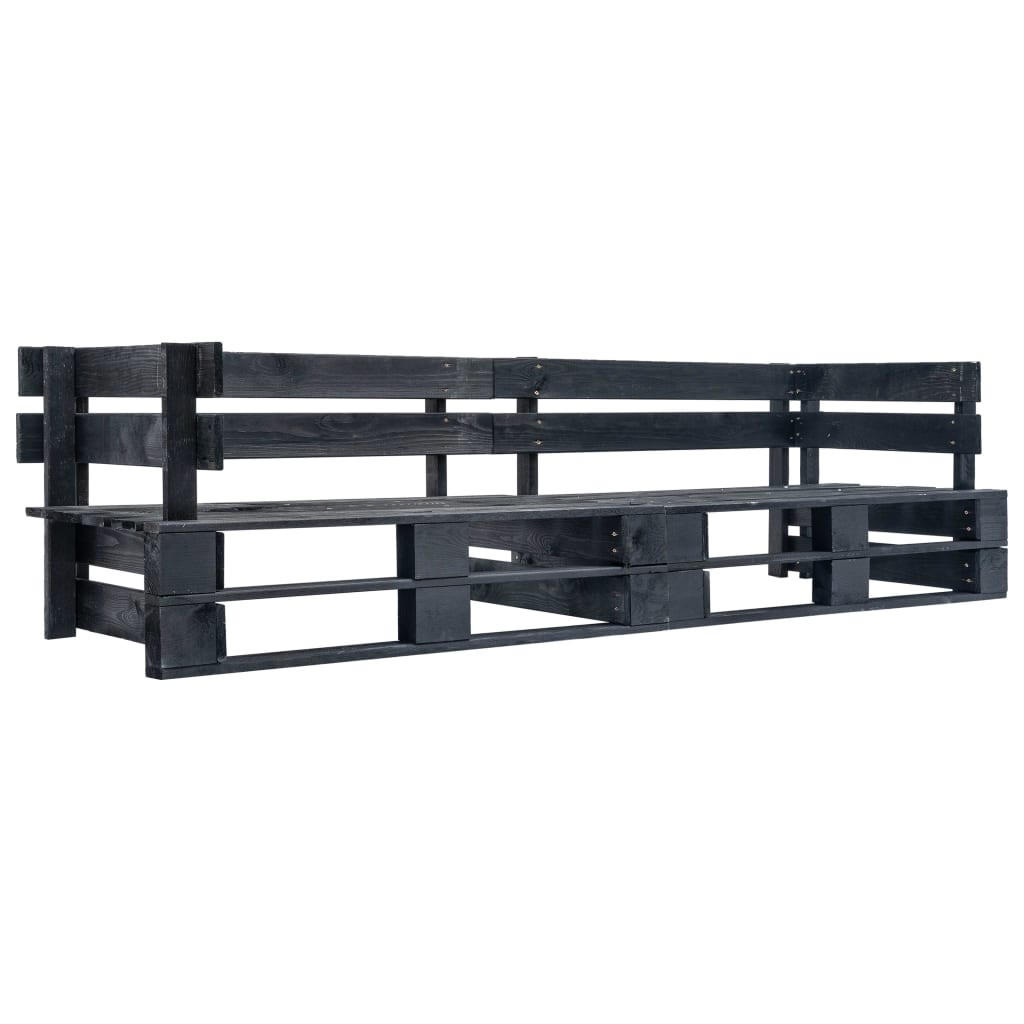 GARTEN-PALETTENSOFA 2-Sitzer Schwarz Holz - Schwarz, Holz (220/55/66cm)