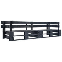 GARTEN-PALETTENSOFA 2-Sitzer Schwarz Holz - Schwarz, Holz (220/55/66cm)