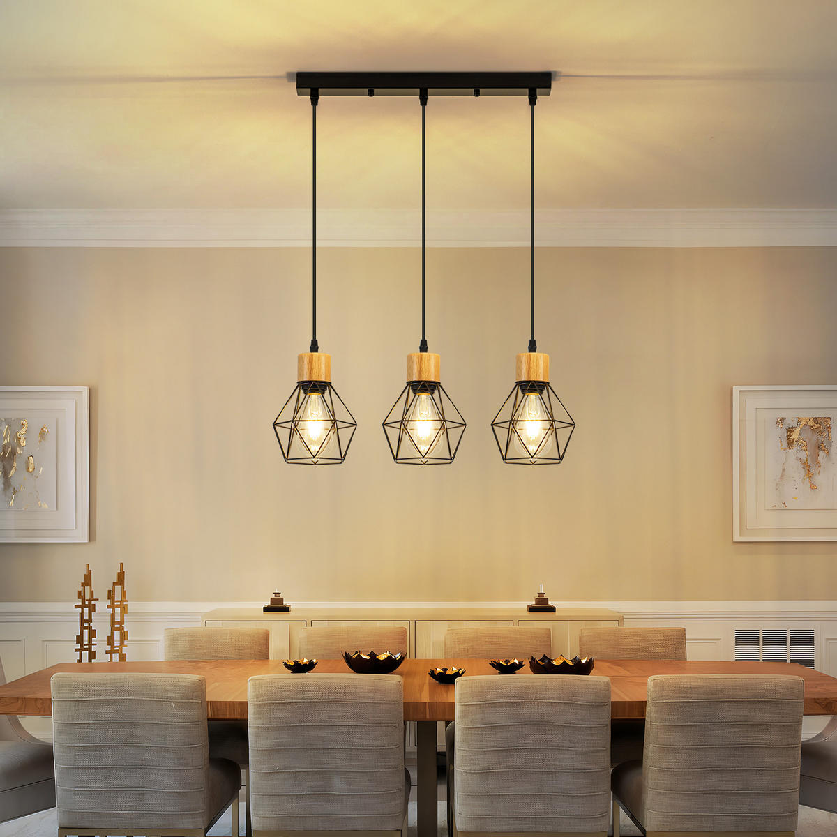 PENDELLEUCHTE Everett 43/15/146 cm - Schwarz, Metall (43/15/146cm) - ZMH