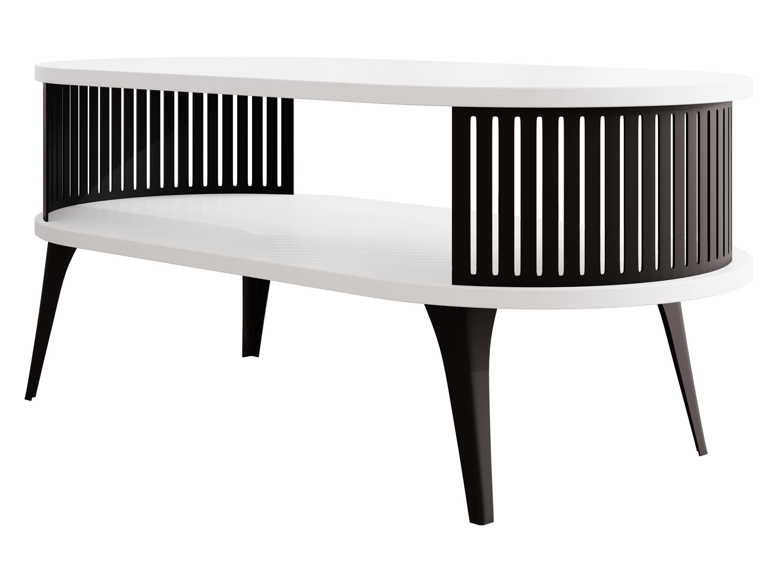 COUCHSITCH Roenni Oval - Schwarz/Weiß, Holzwerkstoff/Metall (100/50/44cm) - MIRJAN24