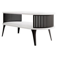COUCHSITCH Roenni Oval - Schwarz/Weiß, Holzwerkstoff/Metall (100/50/44cm) - MIRJAN24