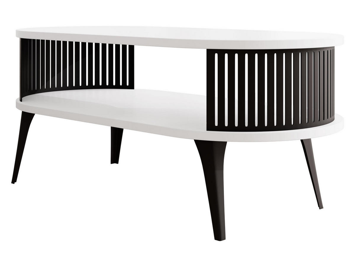 COUCHSITCH Roenni Oval - Schwarz/Weiß, Holzwerkstoff/Metall (100/50/44cm) - MIRJAN24