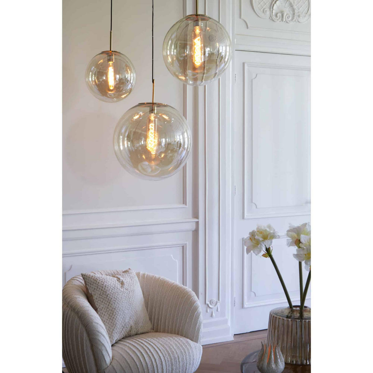 HÄNGELAMPE Medina Gold Ø48/48 cm - Goldfarben, Glas (48/48/48cm) - Light & Living