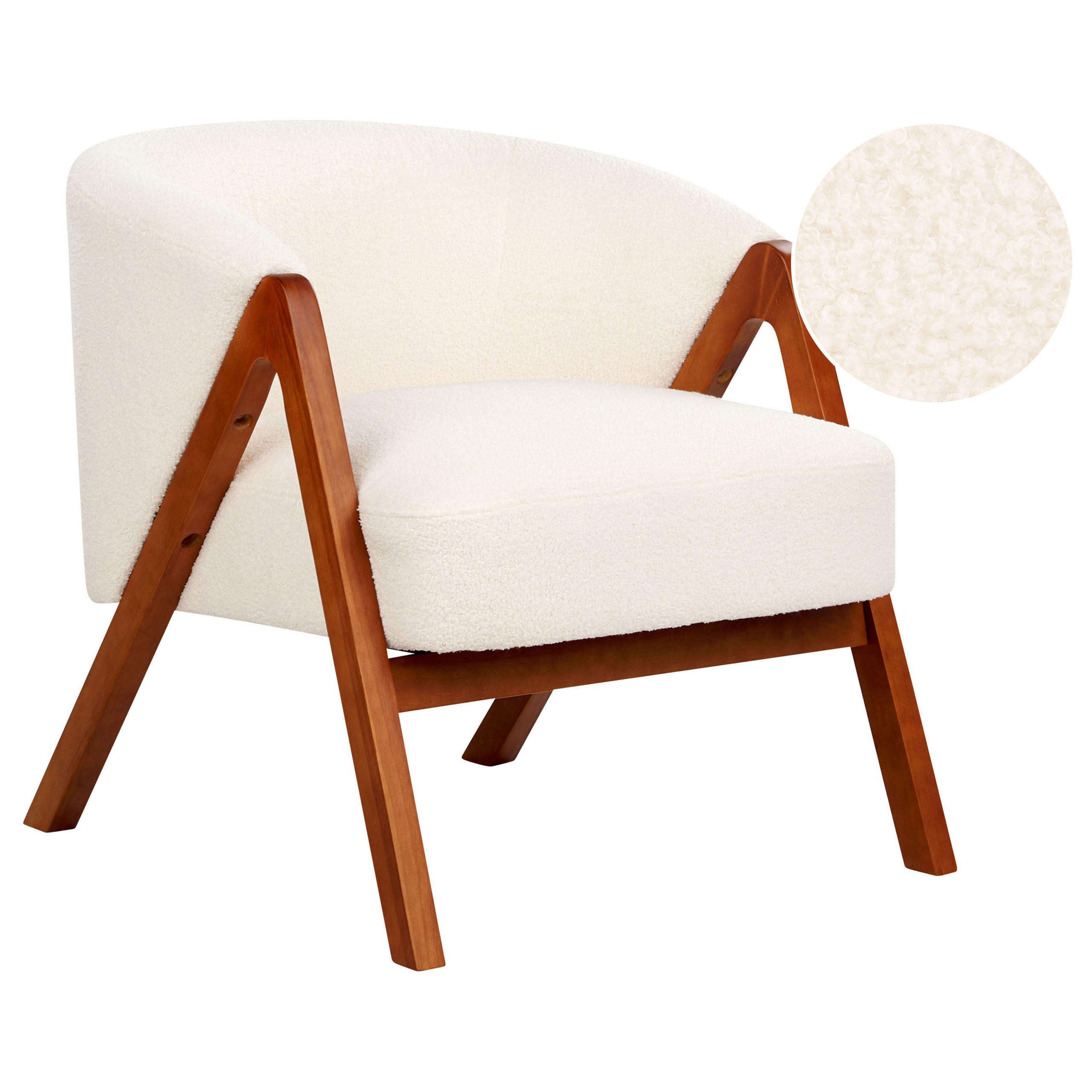 SEESEL Bouclé Weiß Skei - Dunkelbraun/Weiß, Textil (67/69/66cm) - Beliani