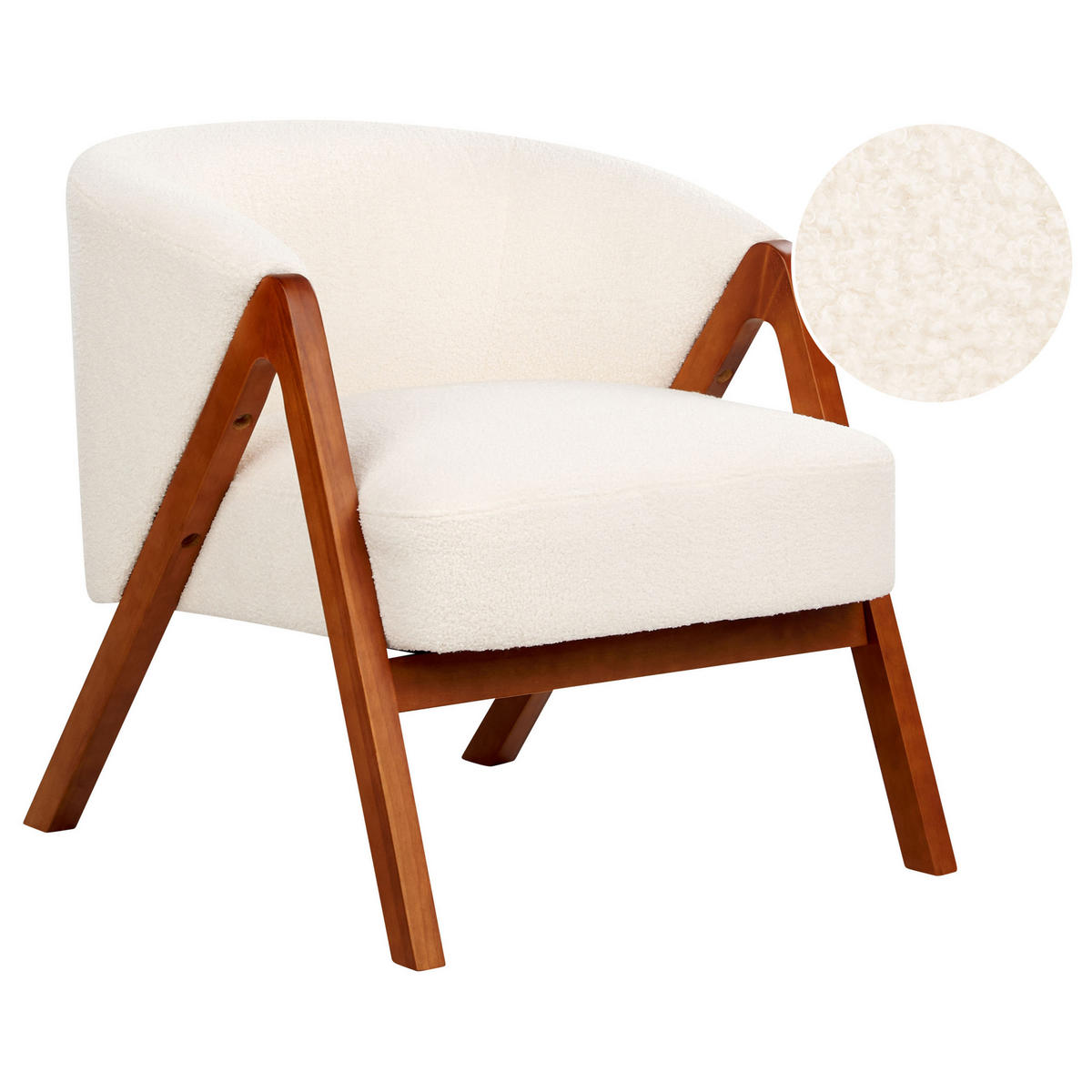 SEESEL Bouclé Weiß Skei - Dunkelbraun/Weiß, Textil (67/69/66cm) - Beliani