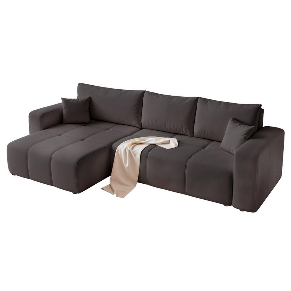 ECKSOFA PEDRO mit Schlaffunktion und Bettkasten Anthrazit - Anthrazit, Holzwerkstoff/Kunststoff (278/145cm) - Idohome