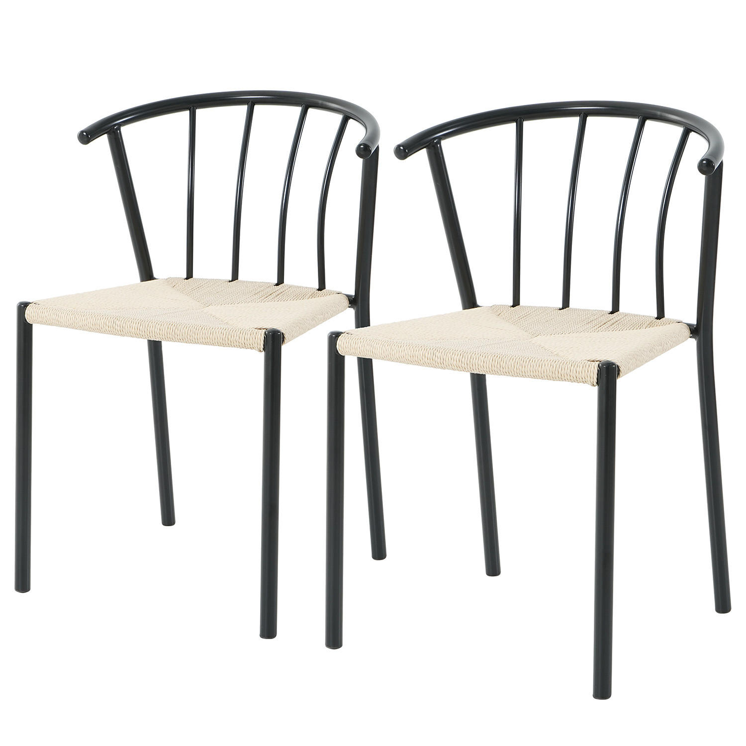 ESSZIMMERSTUHL - 2er-Set - Eisen - Beige/Schwarz, Kunststoff/Textil (52/78/51cm) - home24