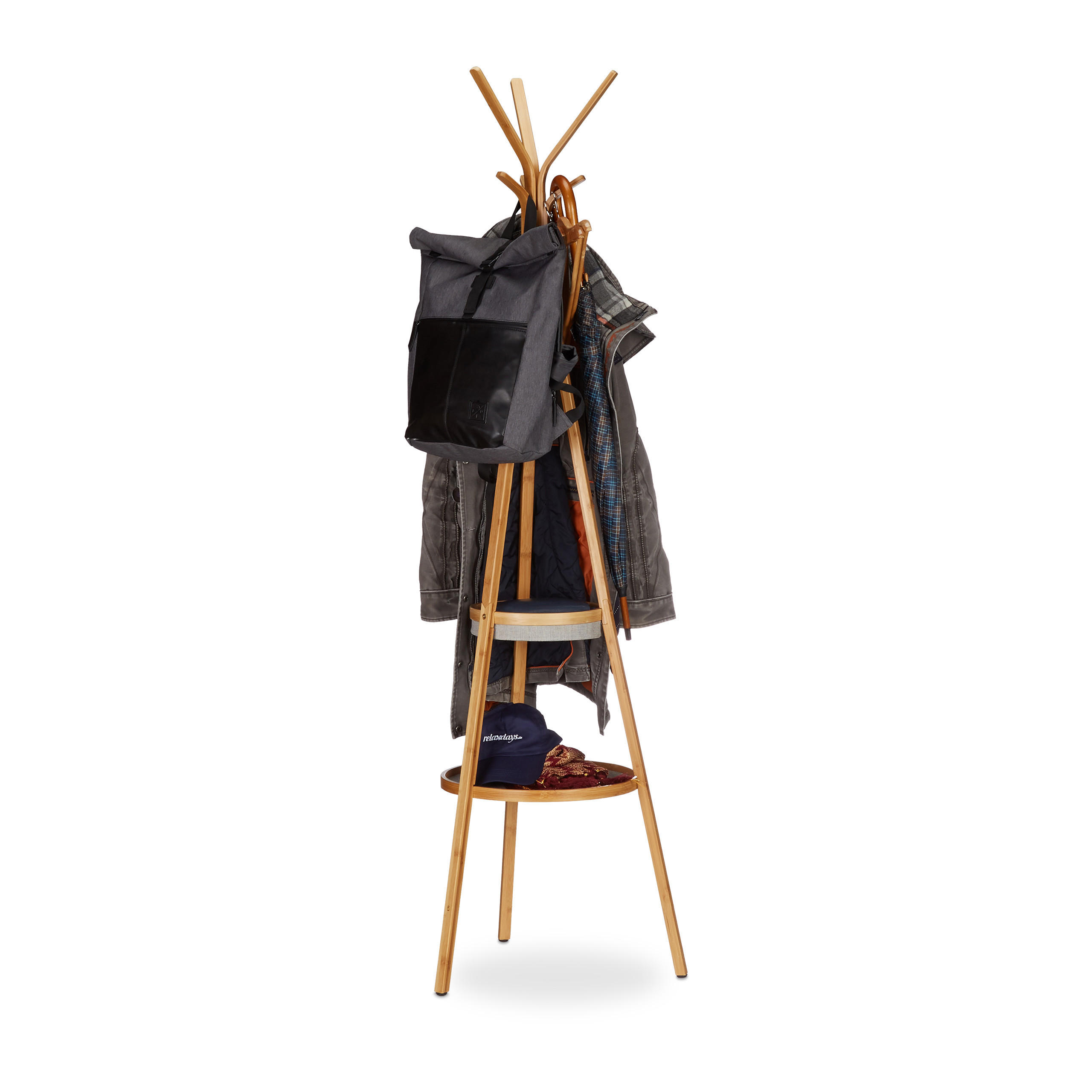 KLÄDSTÄLLNING Natur bambu 6 krokar 2 hyllor 171 cm Ljusbrun 171/50/50 cm