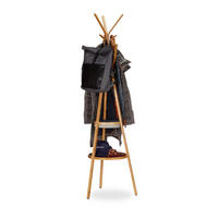 GARDEROBE - Hellbraun, Holz/Textil (50/171/50cm) - Relaxdays