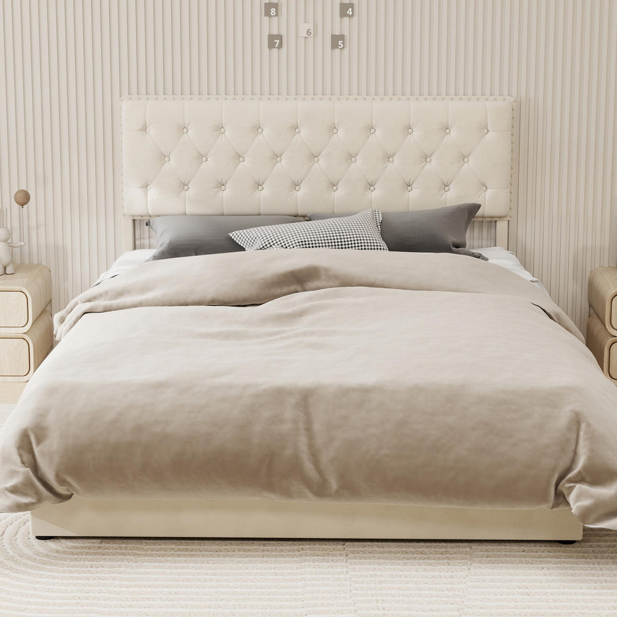 POLSTERBETT 160x200 cm Stauraum hydraulisch beige - Beige, Textil (160/200cm) - LEBENLANG